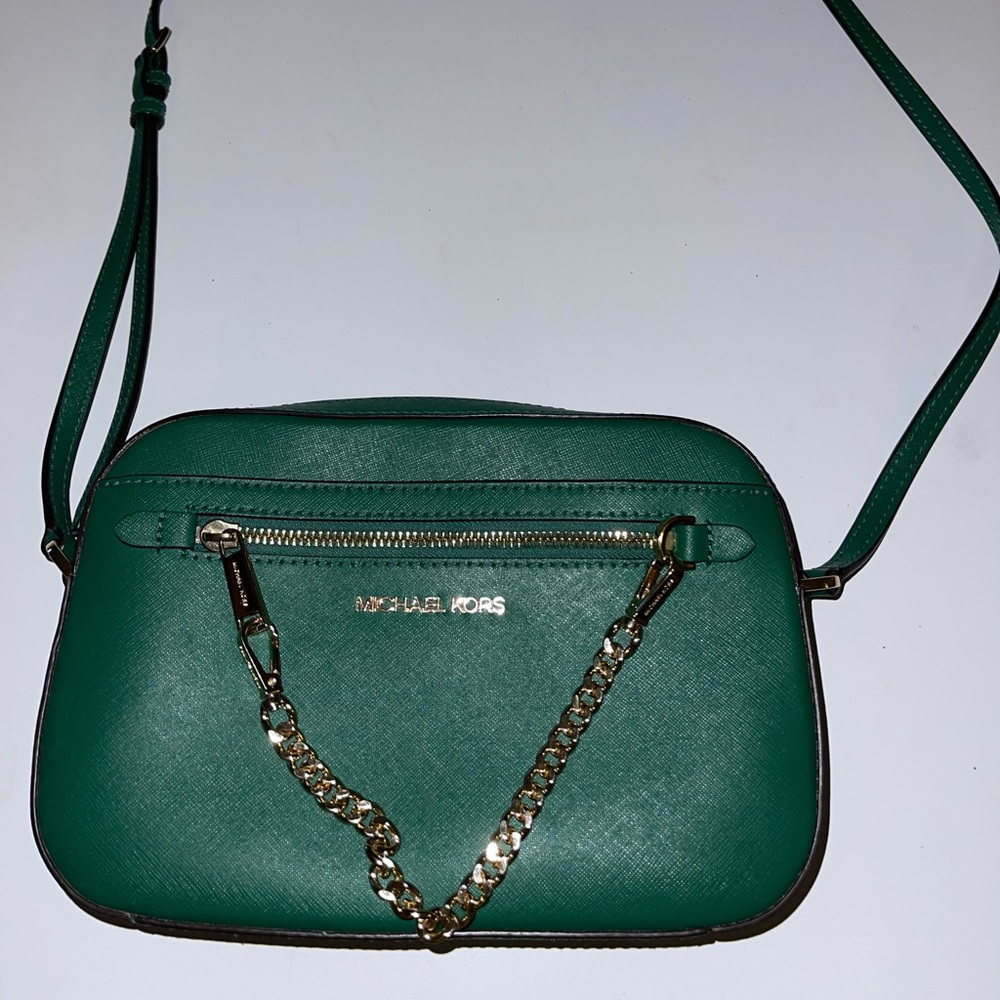 green Michael kors purse